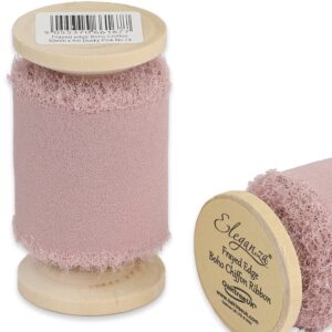 50mm Eleganza Frayed Edge Boho Chiffon 5m Dusky Pink