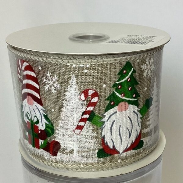 63mm Christmas Gonk Eleganza Wired Edge Ribbon 9.1m