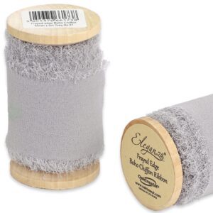 50mm Eleganza Frayed Edge Boho Chiffon 5m Grey