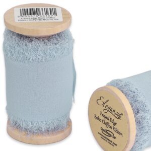 50mm Eleganza Frayed Edge Boho Chiffon 5m Powder Blue