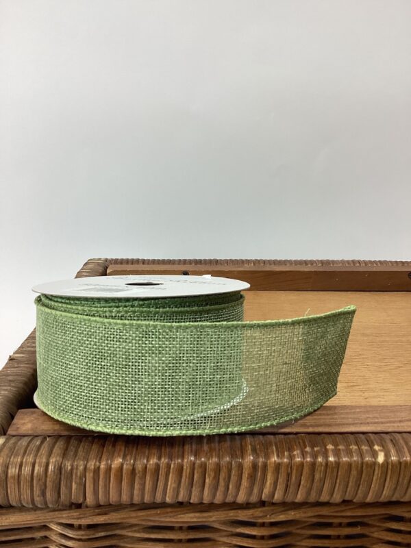 50mm Wired Edge JUTE Ribbon 10m Olive Green