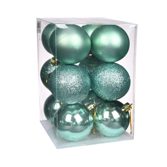 6cm Shatterproof Assorted Baubles (Pack 12) Mint