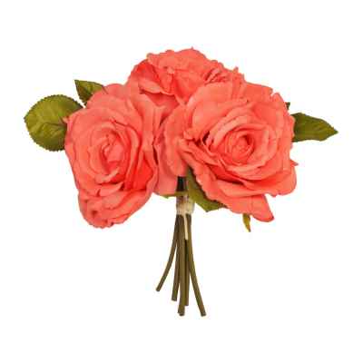 CORAL OPEN ROSE X 3 POSY