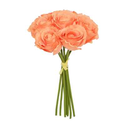 CORAL OPEN ROSE X 7 HAND TIED