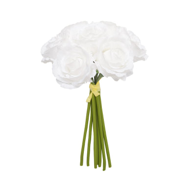 WHITE OPEN ROSE X 7 HAND TIED
