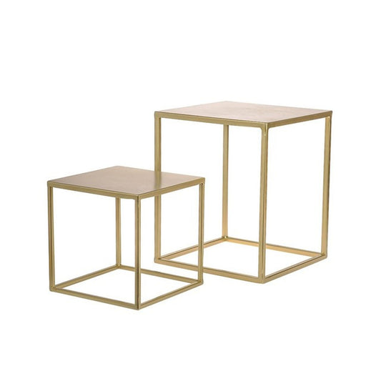 Set of 2 Metal Tabletop Gold Stands