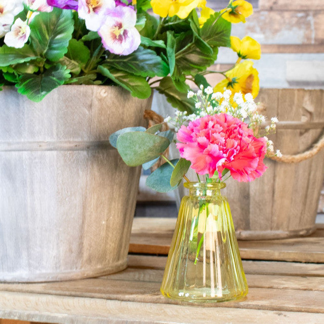 Yellow Pyramid Glass Bottle Vase (10cm)