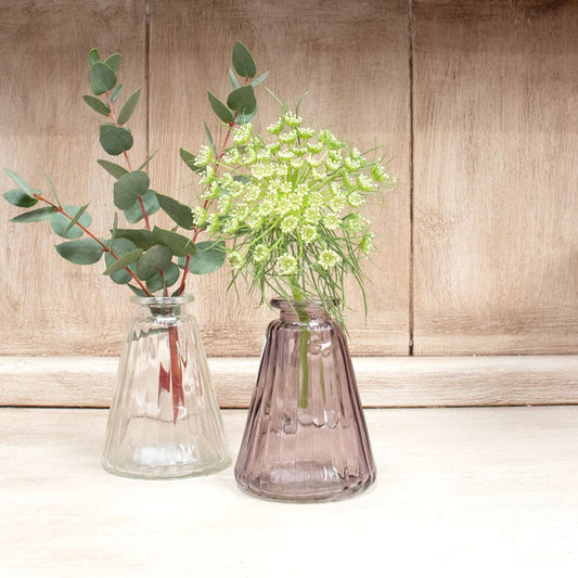 Grey Pyramid Glass Bottle Vase (10cm)