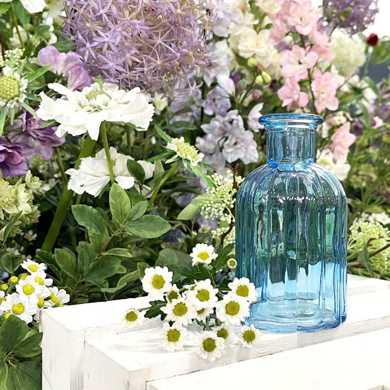 Blue Flora Bottle Glass Vase (13.7cm)