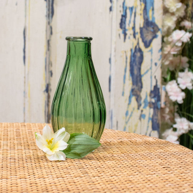 Green Vintage Fluted Bud Vase (14cm)