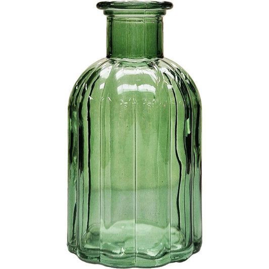 Green Flora Bottle Glass Vase (10.5cm)