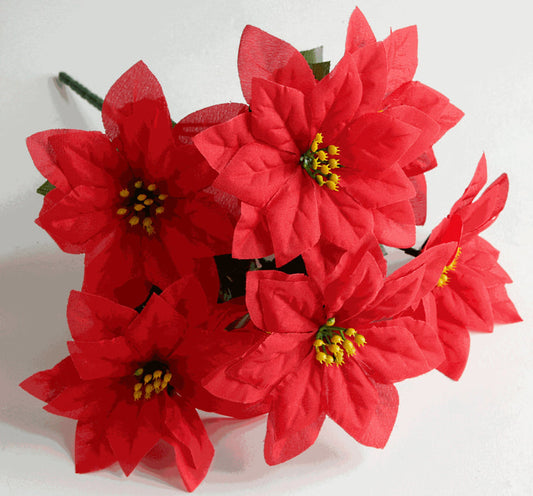 Poinsettia Bush - Red (7 Heads)