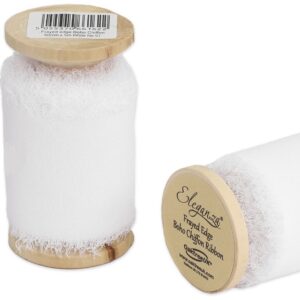 50mm Eleganza Frayed Edge Boho Chiffon 5m White