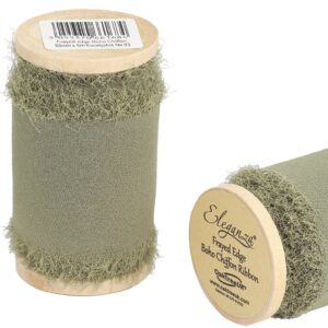 50mm Eleganza Frayed Edge Boho Chiffon 5m Eucalyptus Green