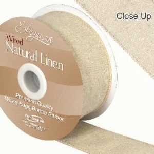 50mm Natural Linen WIRED Edge Burlap Ribbon 10m