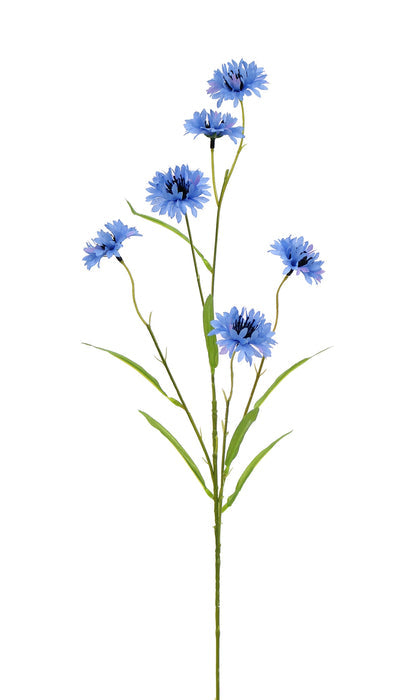 Artificial Cornflower Spray - Light Blue/Green (63cm long)