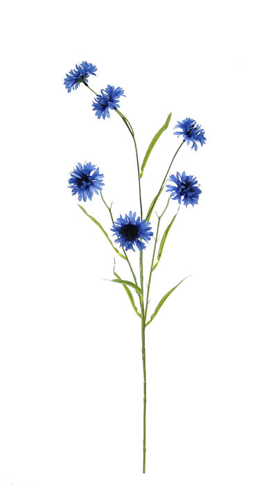 Artificial Cornflower Spray - Dark Blue/Green (63cm long)