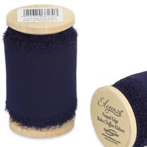 50mm Eleganza Frayed Edge Boho Chiffon 5m Navy