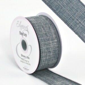38mm Eleganza Burlap Wired Edge Ribbon 10m Grey