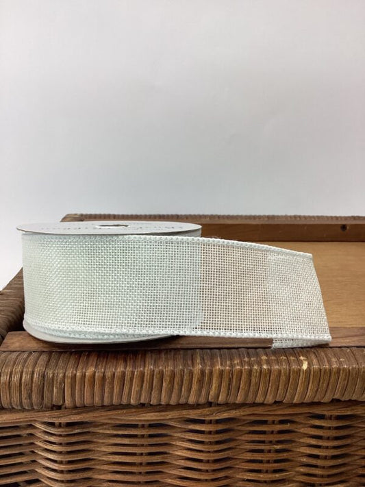 50mm Wired Edge JUTE Ribbon 10m White