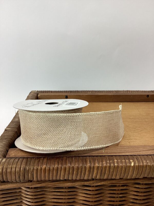 50mm Wired Edge JUTE Ribbon 10m Ivory