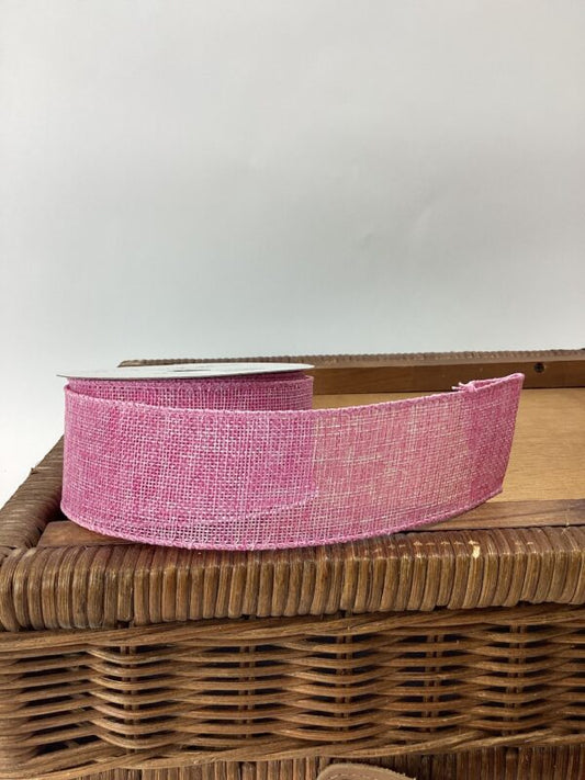 50mm Wired Edge JUTE Ribbon 10m Pink