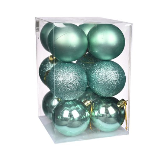 6cm Shatterproof Assorted Baubles (Pack 12) Mint