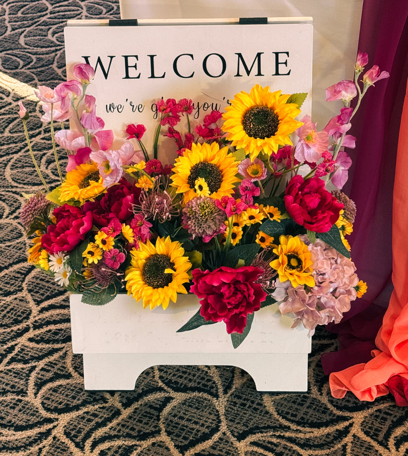 Sunflower and Pink Welcome Sign