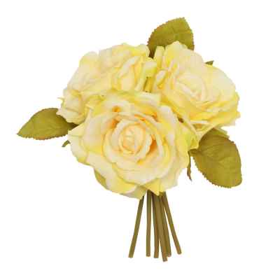 YELLOW OPEN ROSE X 3 POSY