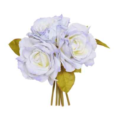 BLUE OPEN ROSE X 3 POSY