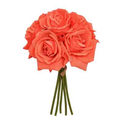 CORAL OPEN ROSE X 5 POSY