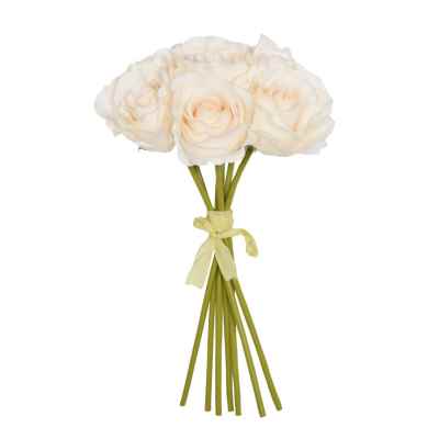 PEACH OPEN ROSE X 7 HAND TIED