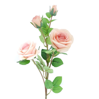 LIGHT PINK ROSE X 2 WITH 2 BUDS STEM