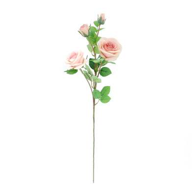 LIGHT PINK ROSE X 2 WITH 2 BUDS STEM